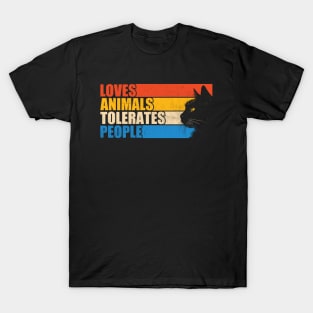Loves Animals Tolerates People Funny Cat T-Shirt